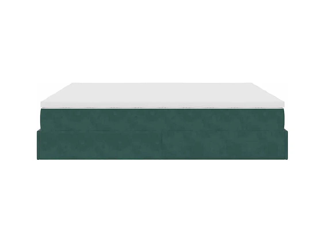 Cadre de lit ottoman avec matelas vert foncé 160x200 cm velours
