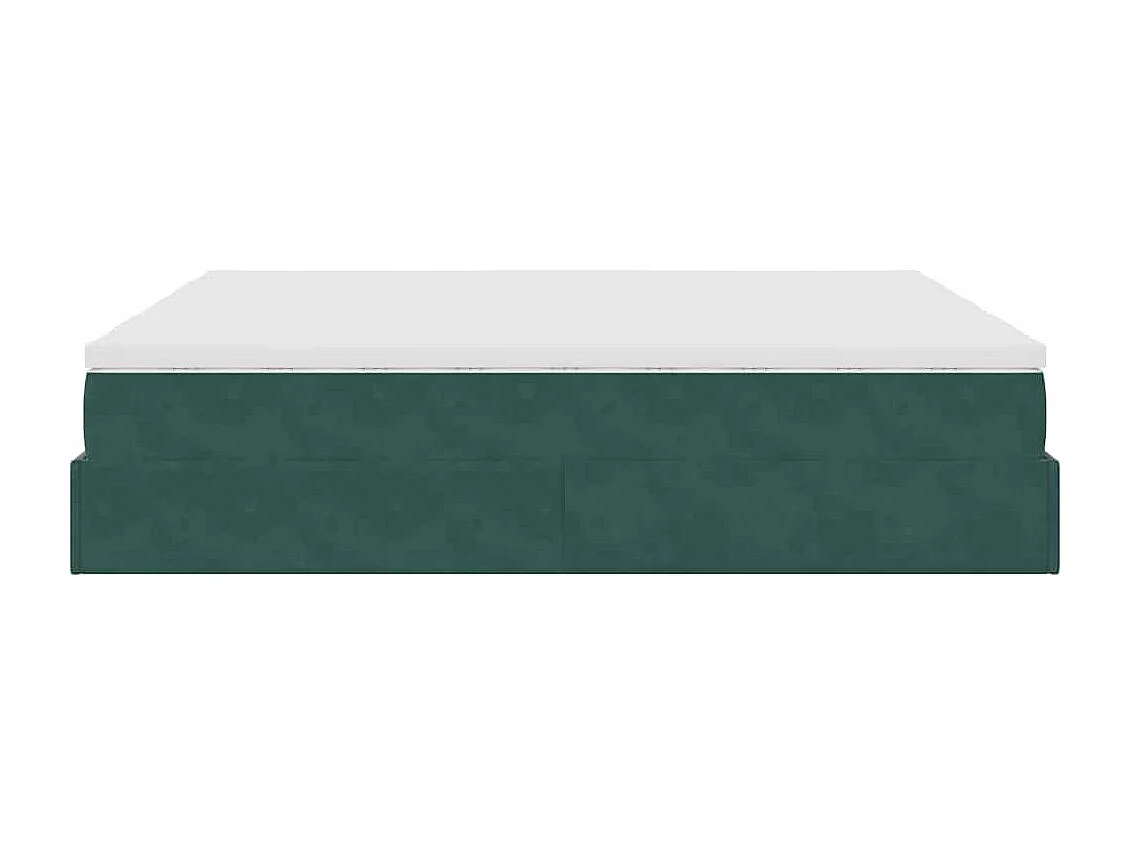 Cadre de lit ottoman avec matelas vert foncé 160x200 cm velours