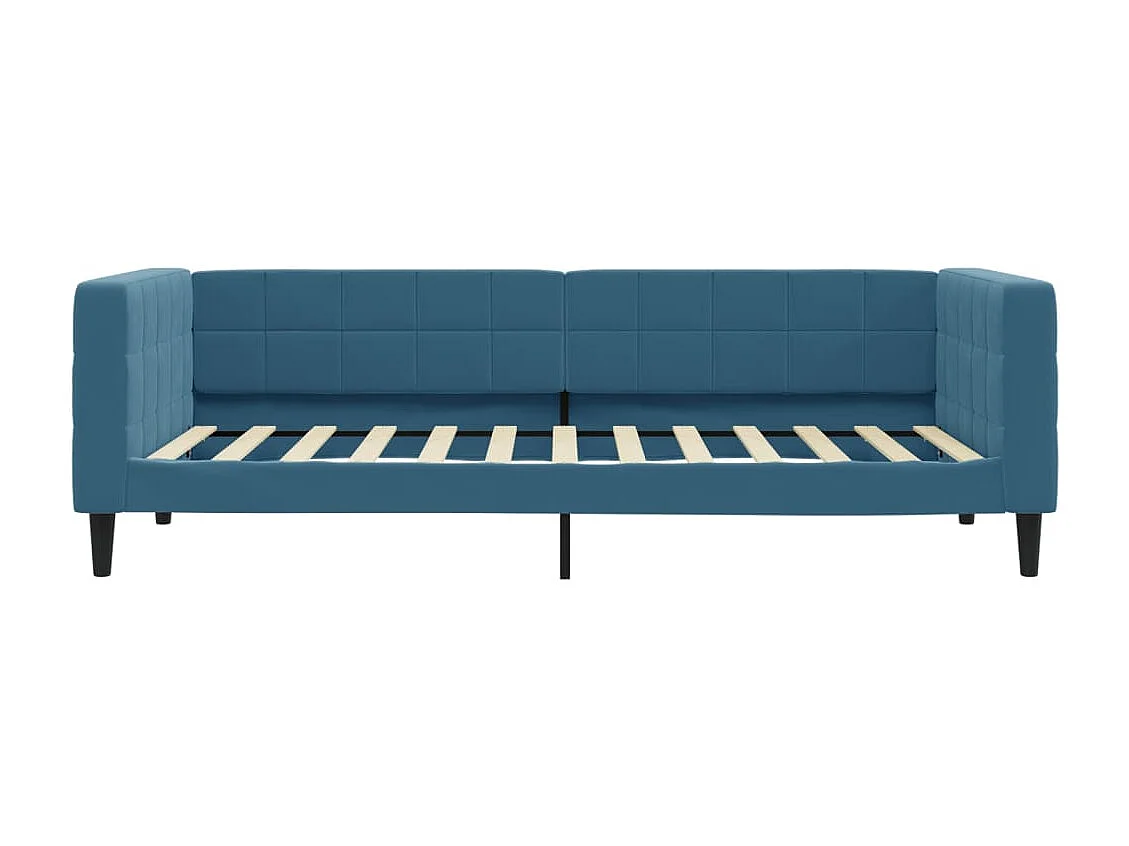 Slaapbank met onderschuifbed en lades 90x200 cm fluweel blauw