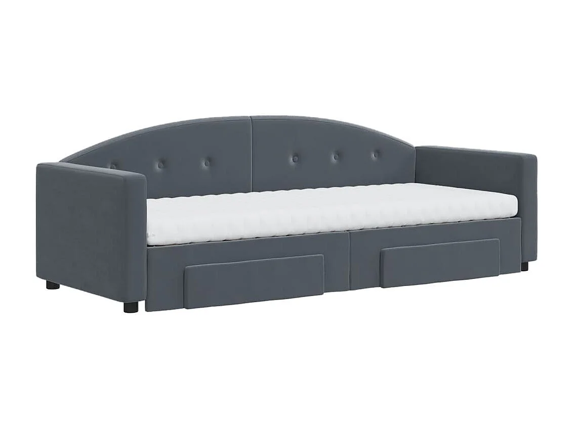 Sofá cama nido con cajones terciopelo gris oscuro 80x200 cm