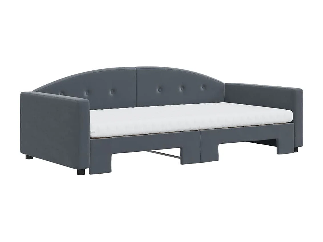 Lit de jour et gigogne et matelas gris foncé 100x200 cm velours