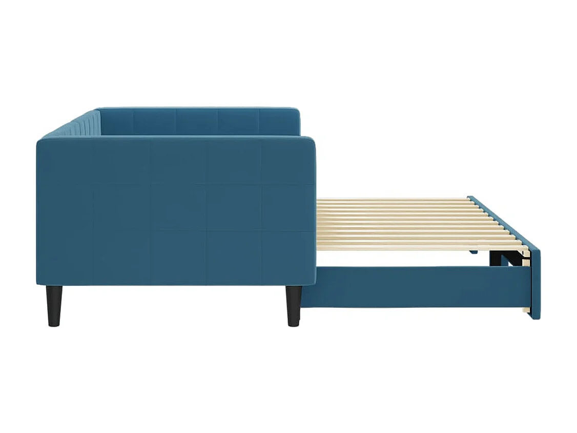 Lit de jour avec lit gigogne bleu 90x200 cm velours