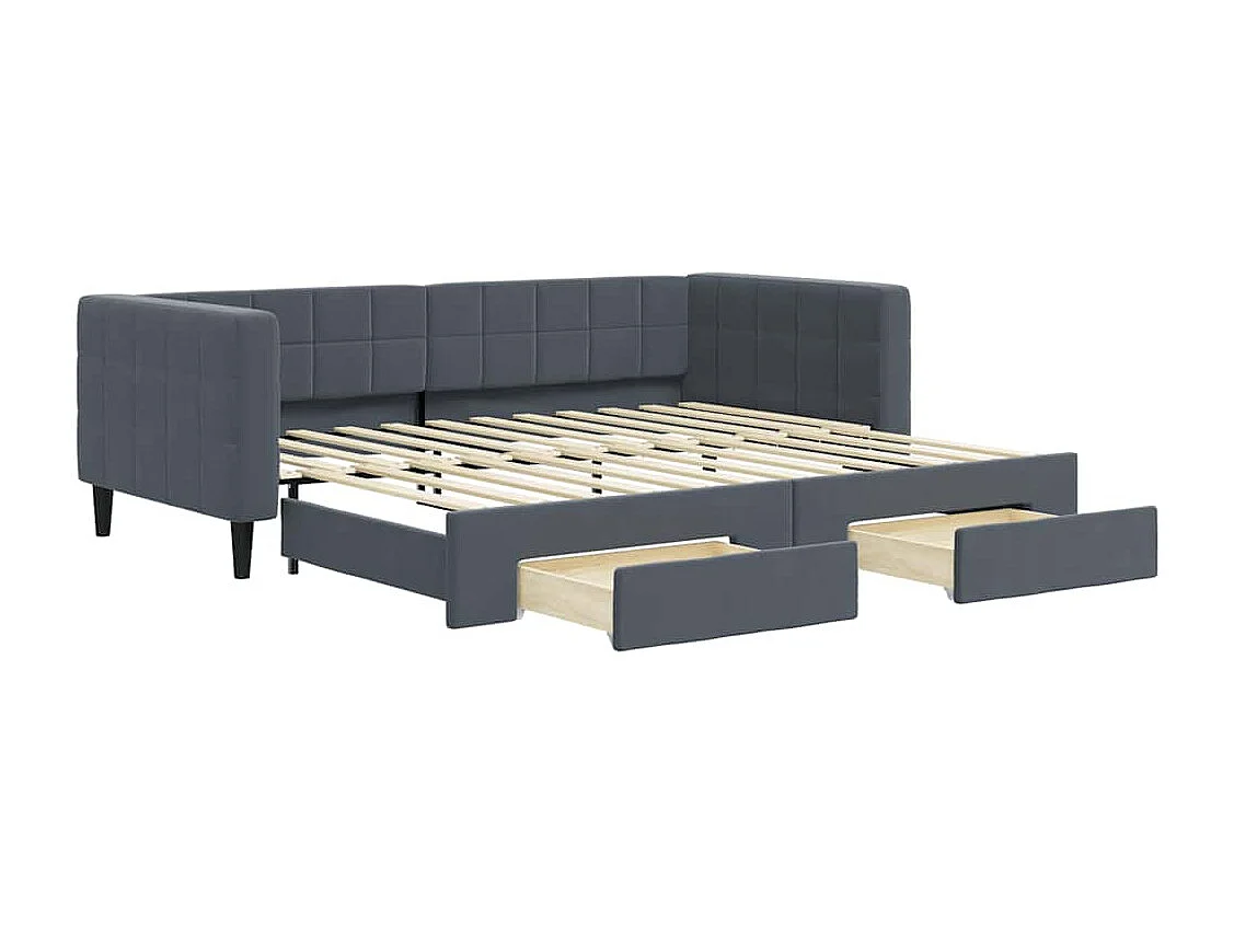 Lit de jour avec gigogne et tiroirs sans matelas 90x200 cm