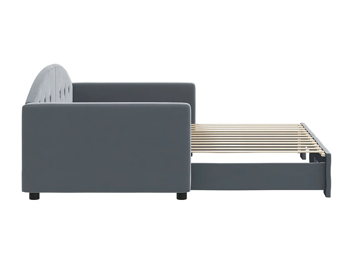 Lit de jour avec gigogne sans matelas gris foncé 90x200 cm