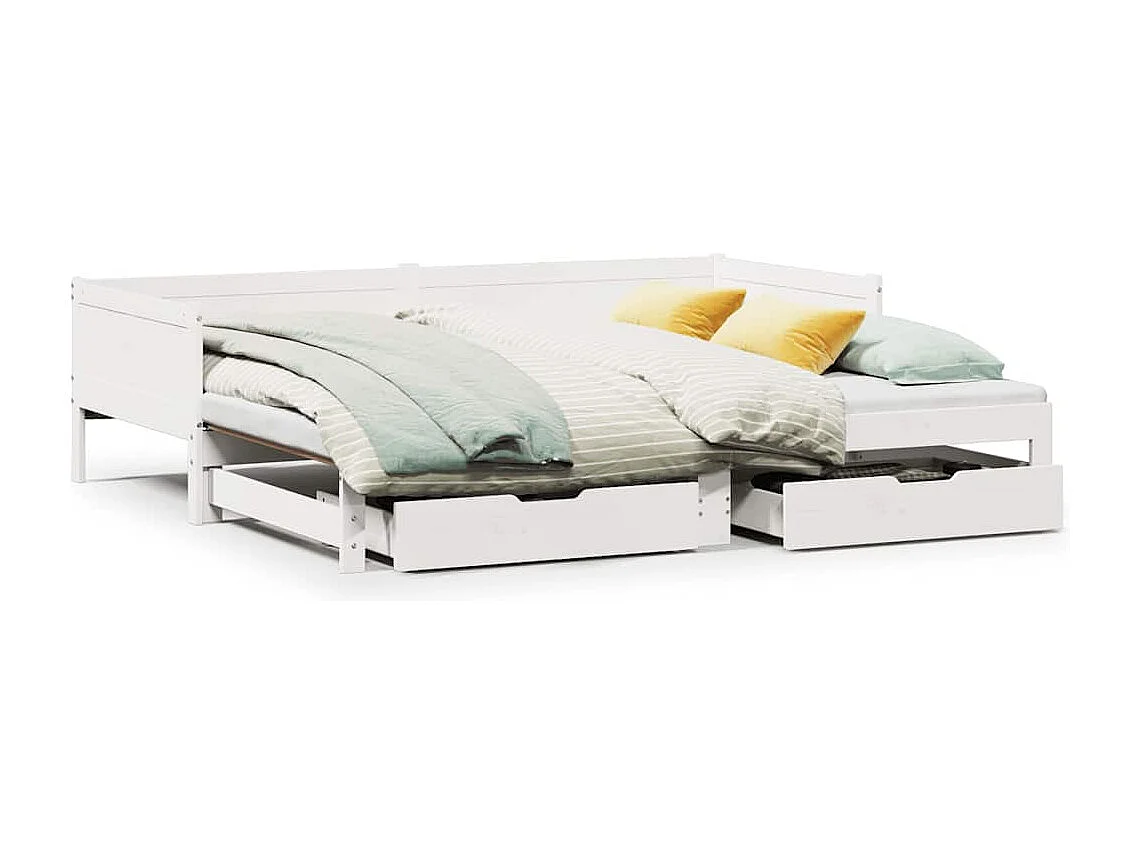 Sofá-cama com gavetão e gavetas sem colchão 90x190 cm branco