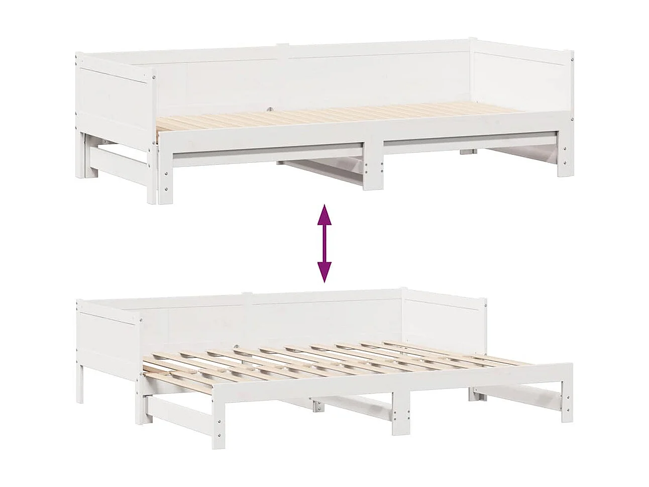 Sofá-cama com gavetão e gavetas sem colchão 90x190 cm branco