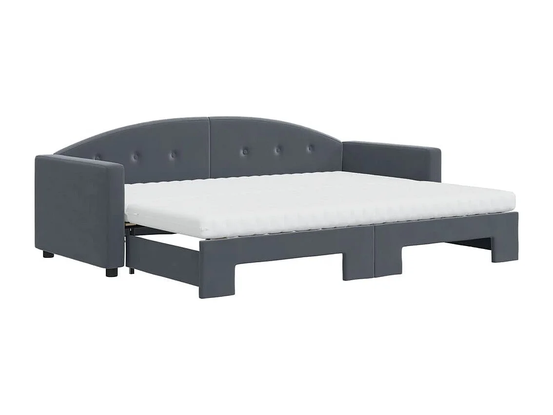 Sofá-cama com gavetão e colchões 80x200cm veludo cinzento-escuro