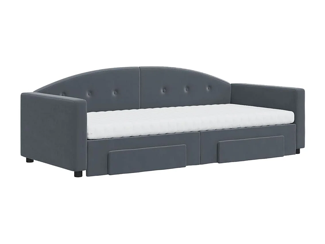 Slaapbank onderschuifbed en lades 90x200 cm fluweel donkergrijs