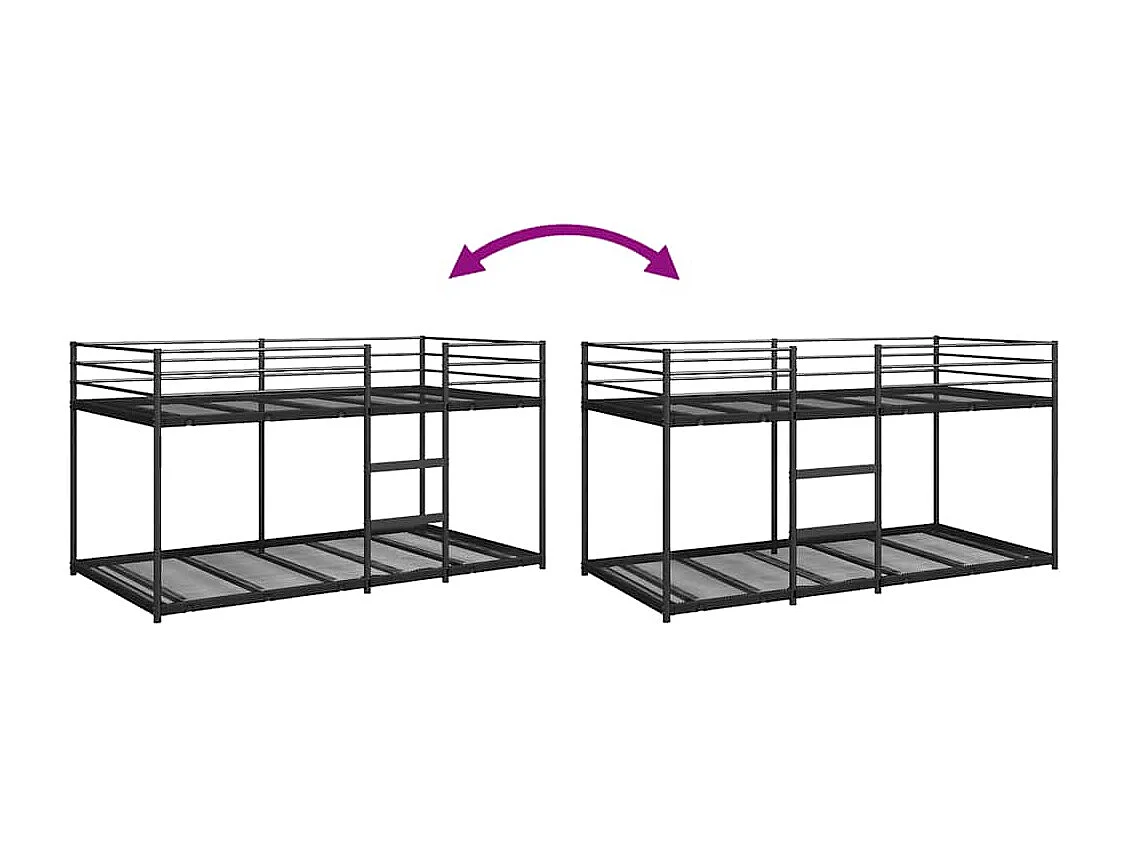 Stapelbed zonder matras 75x190 cm staal zwart