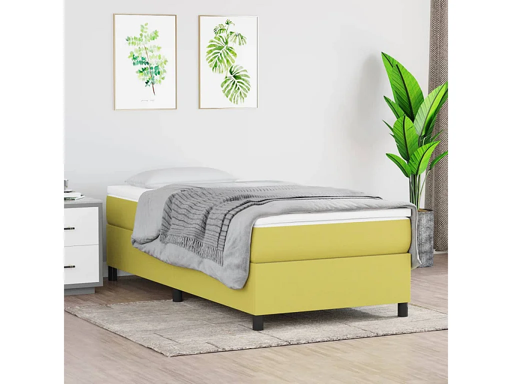 Estructura de cama box spring tela verde 90x200 cm