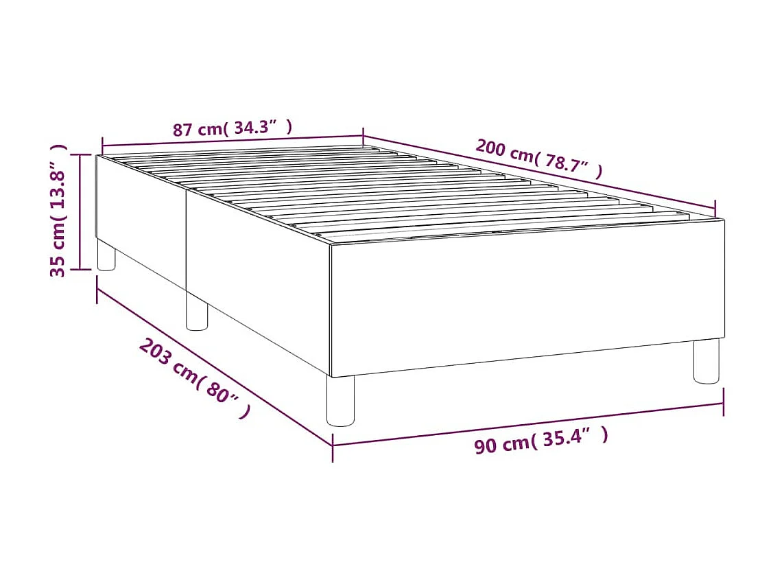 Estructura de cama box spring tela verde 90x200 cm