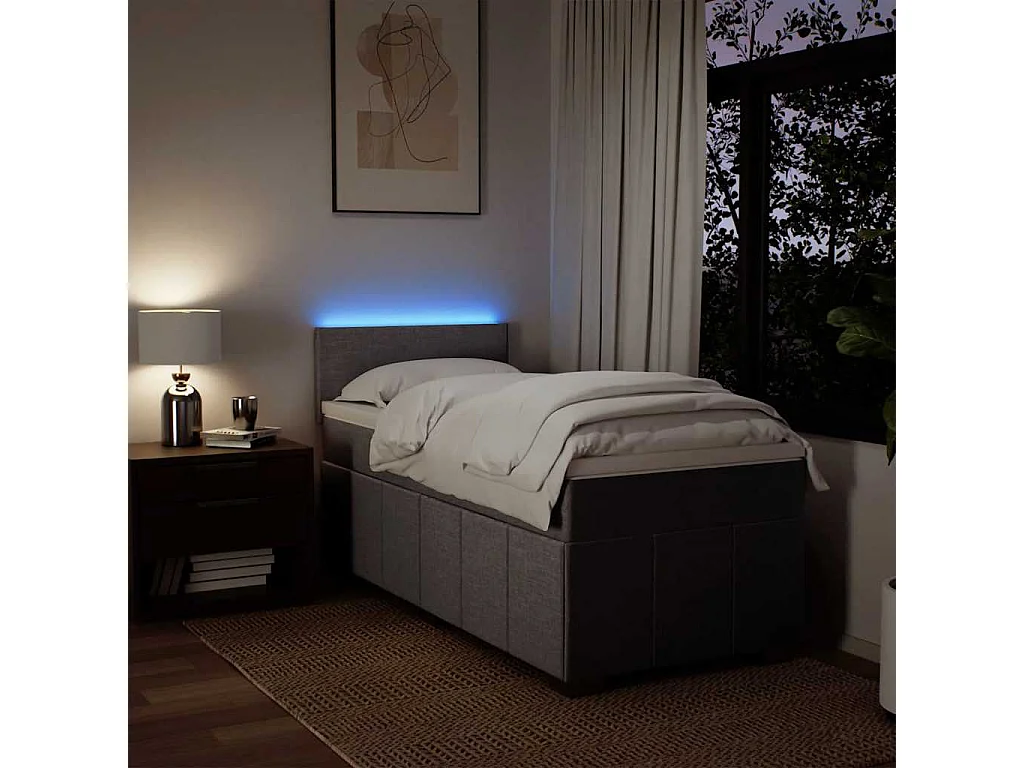 Cama com molasemcolchão 90x200 cm tecido castanho-escuro