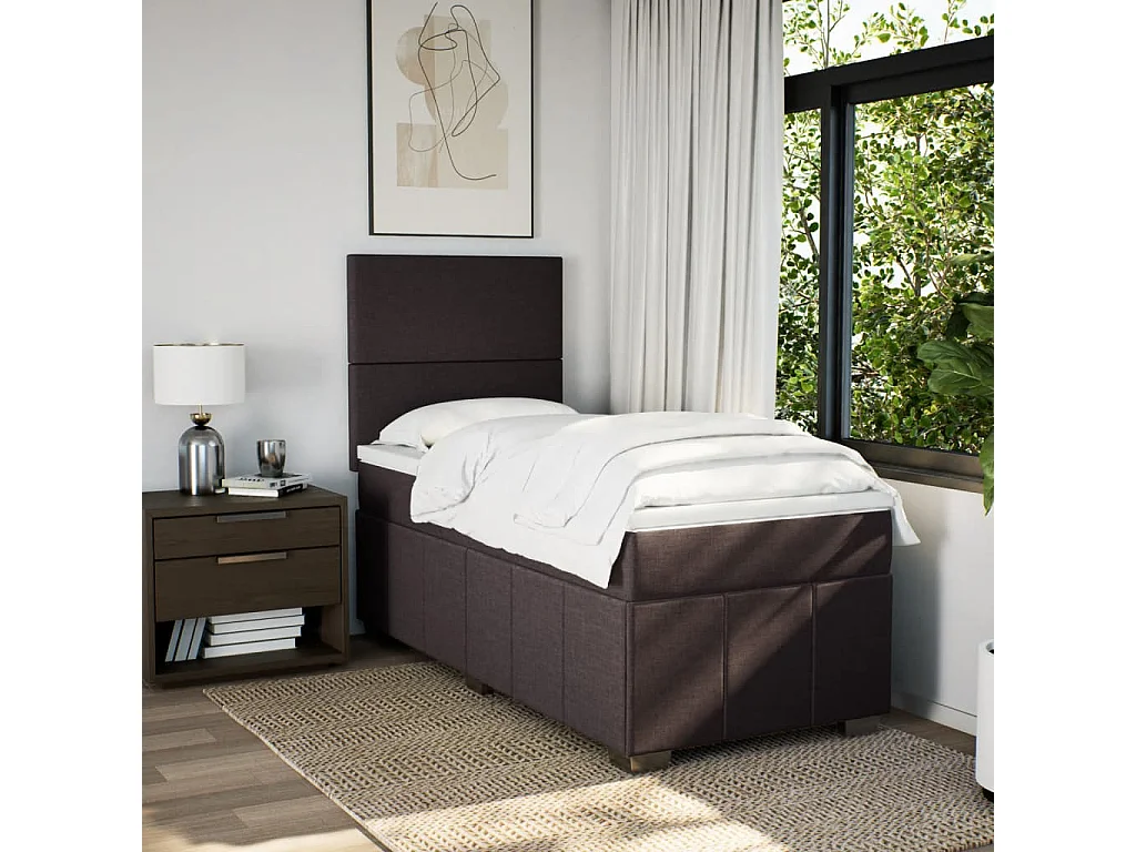 Sommier tapissier avec matelas Marron foncé 90x200 cm