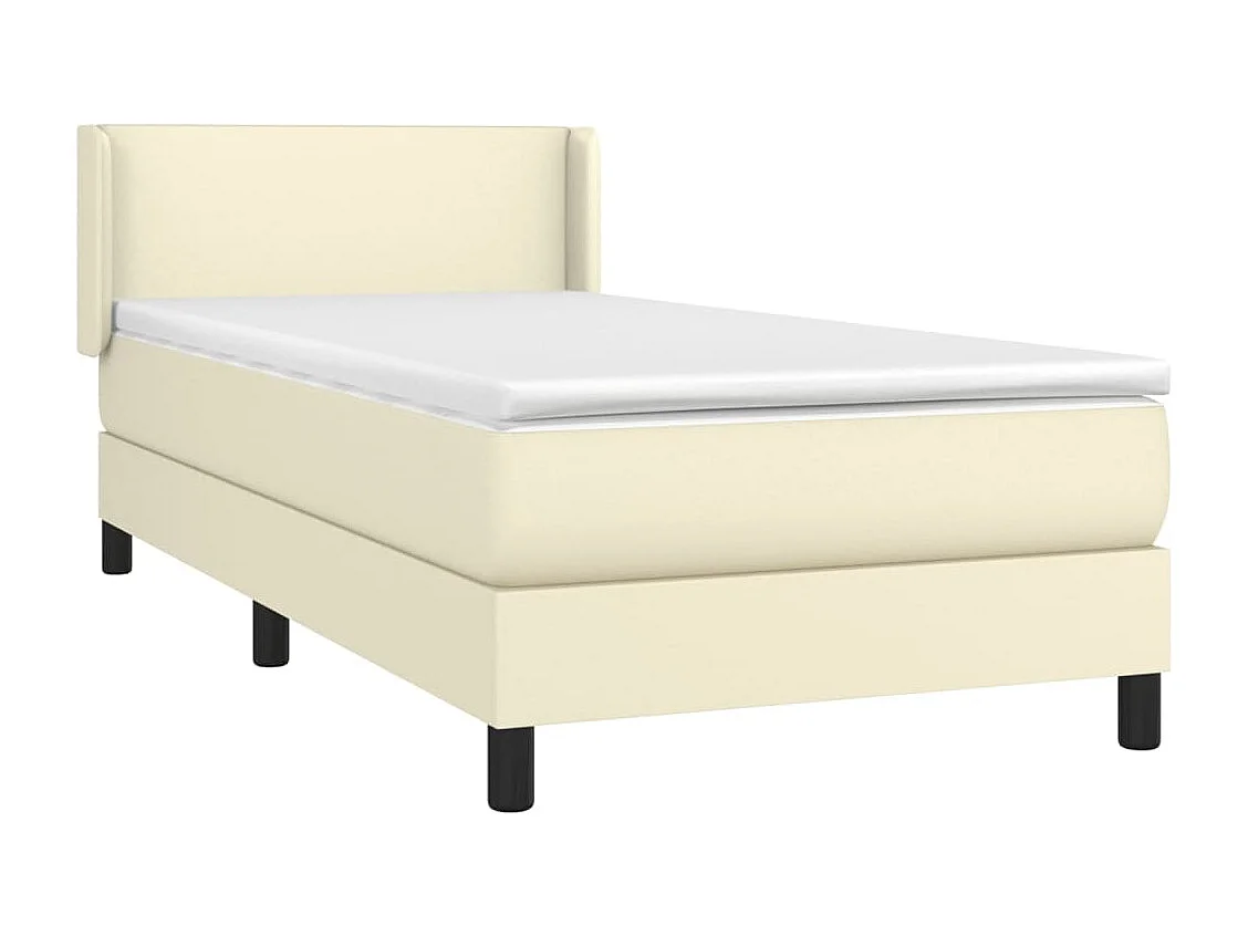 Sommier tapissier avec matelas Crème 100x200cm Similicuir