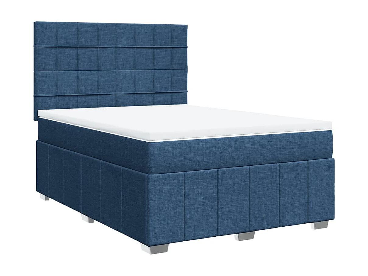 Sommier tapissier avec matelas Bleu 160x200 cm Tissu