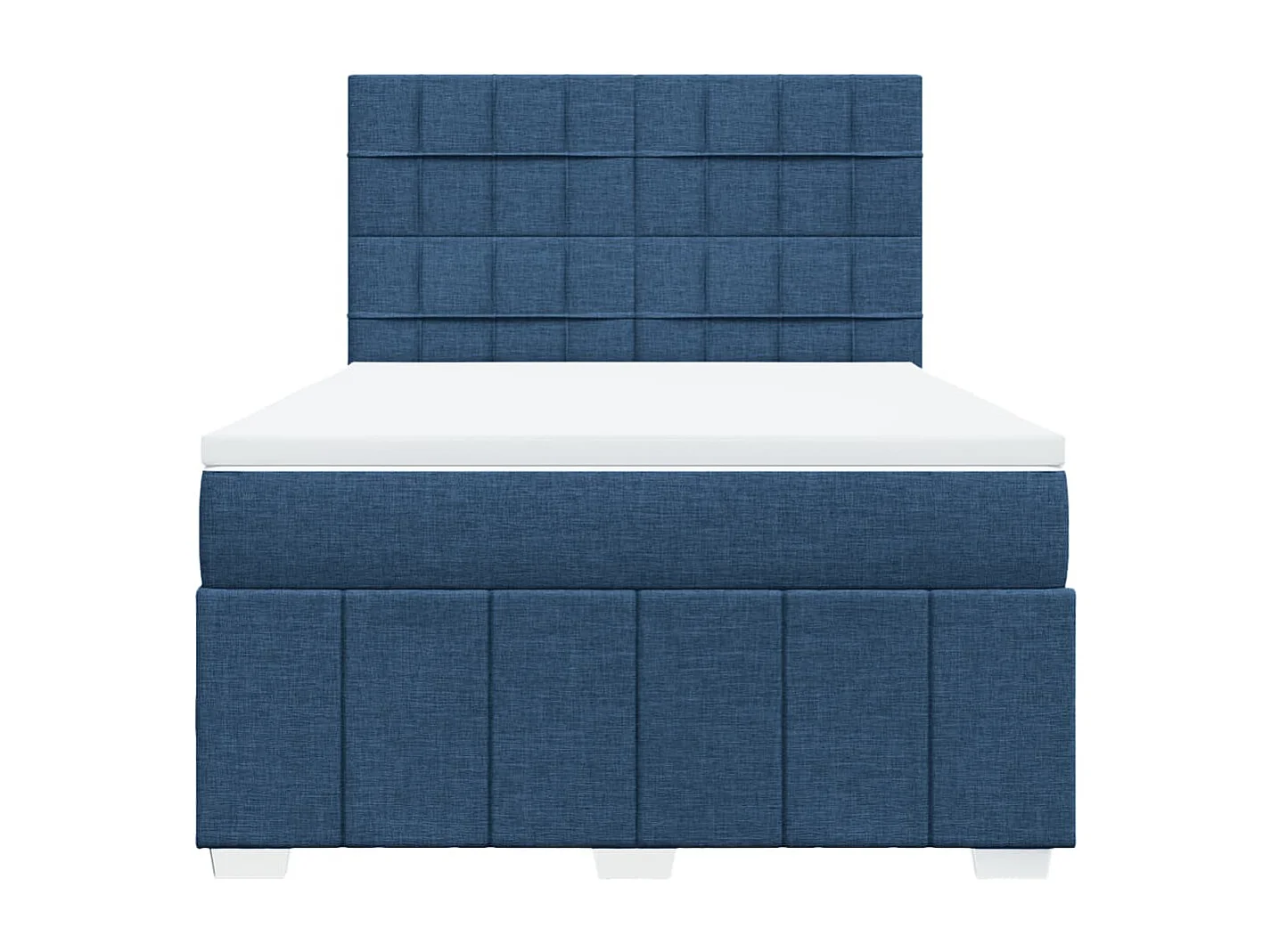 Cama box spring con colchón tela azul 160x200 cm