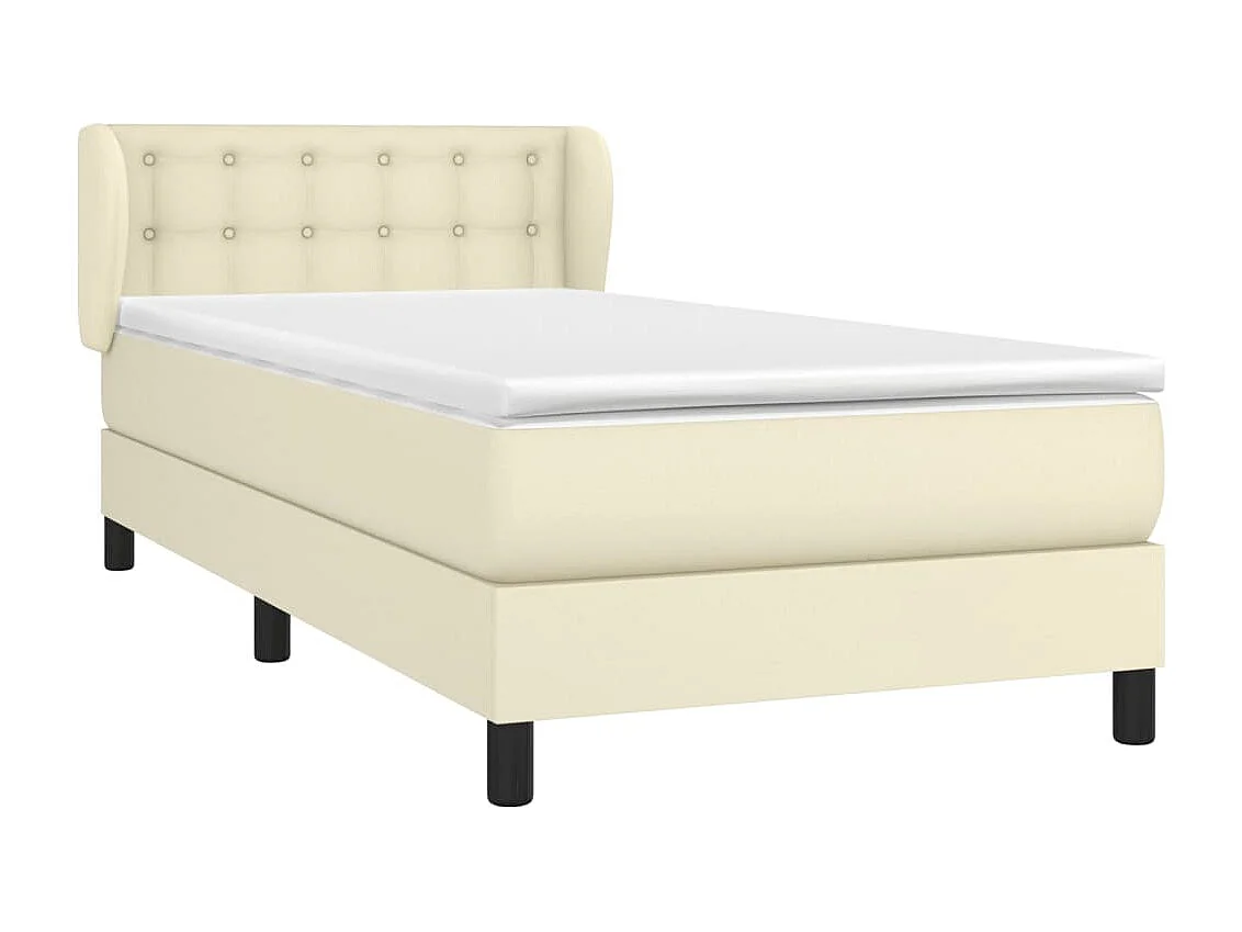 Sommier tapissier avec matelas Crème 100x200cm Similicuir