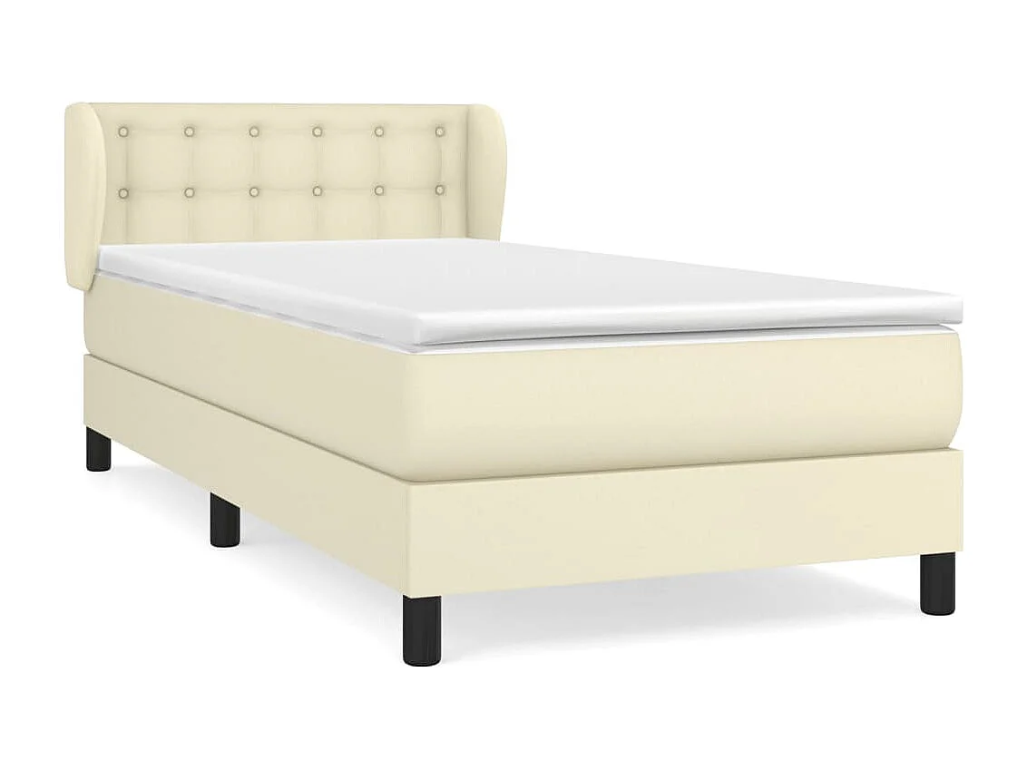 Sommier tapissier avec matelas Crème 100x200cm Similicuir