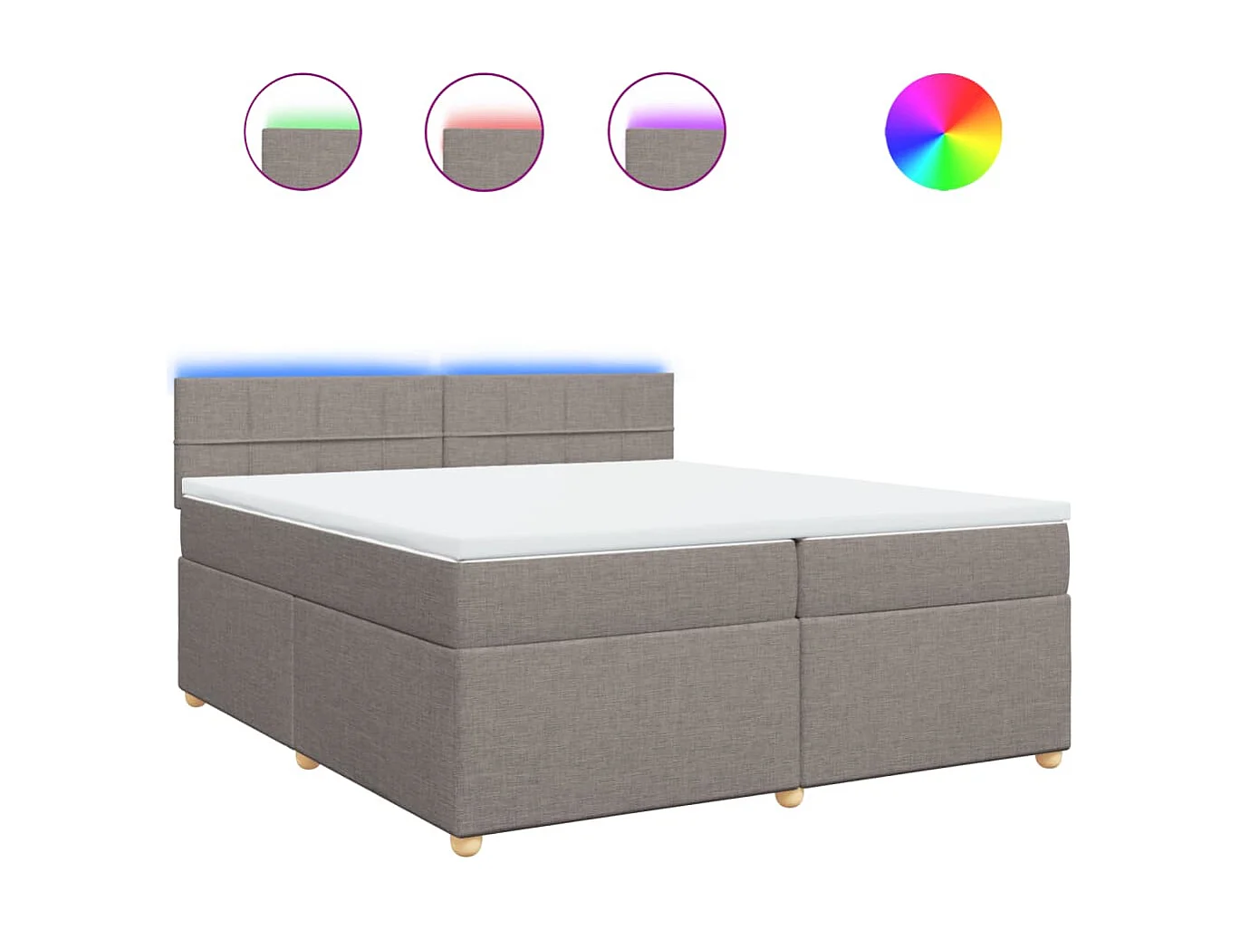 Sommier tapissier avec matelas Taupe 200x200 cm Tissu