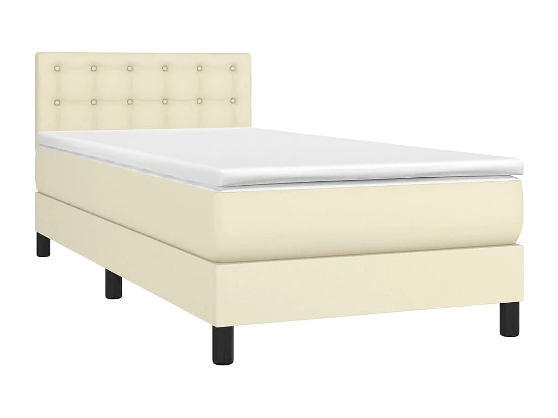 Sommier tapissier avec matelas Crème 100x200cm Similicuir