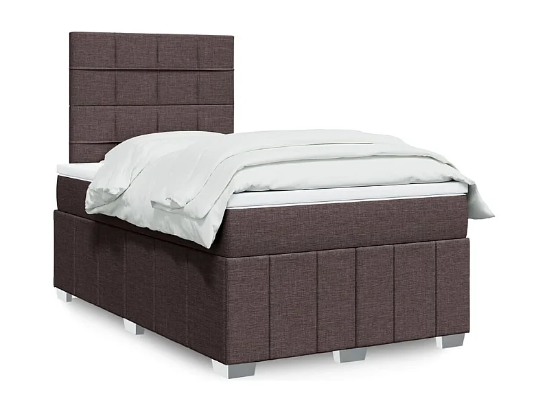 Cama boxspring com colchão 120x190 cm tecido castanho-escuro