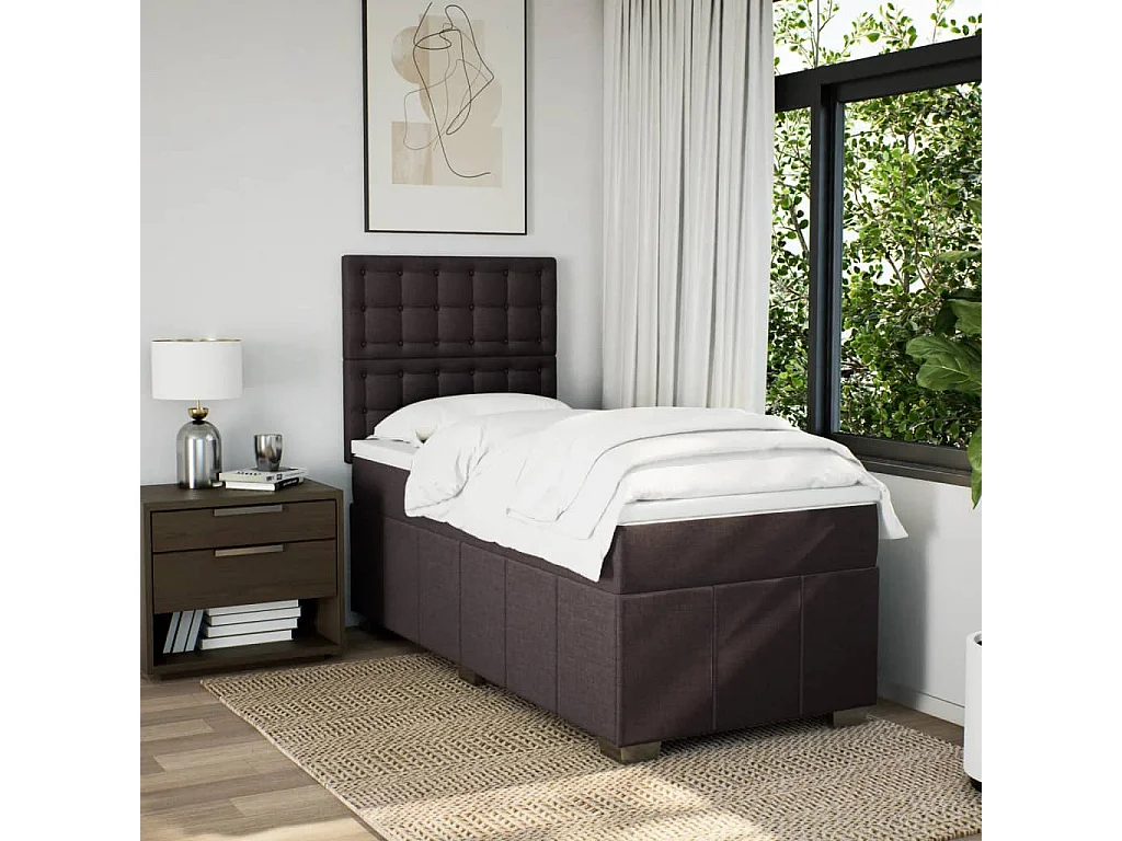 Sommier tapissier avec matelas Marron foncé 90x200 cm