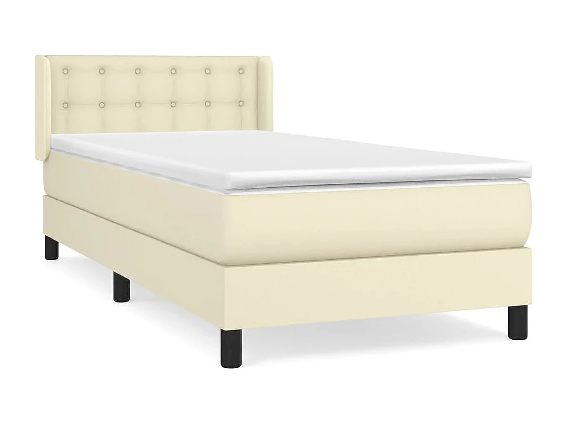 Sommier tapissier avec matelas Crème 90x200 cm Similicuir