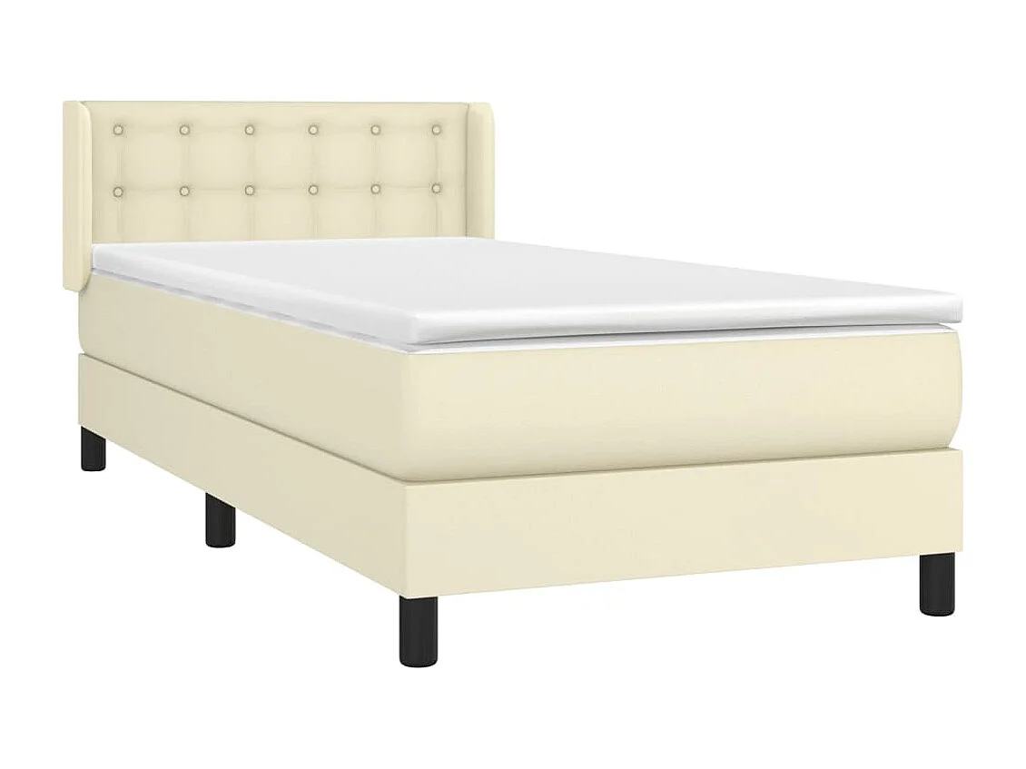 Sommier tapissier avec matelas Crème 90x200 cm Similicuir