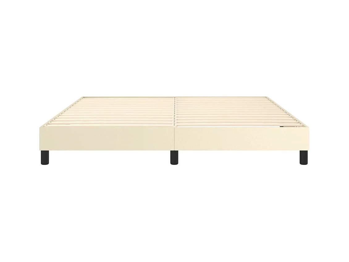 Estructura de cama box spring cuero sintético crema 160x200 cm
