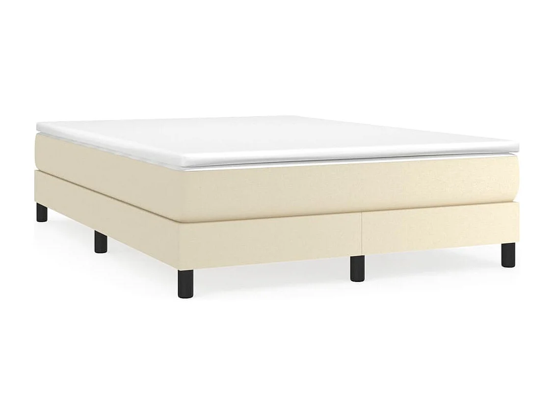 Cama box spring con colchón cuero sintético crema 140x200cm