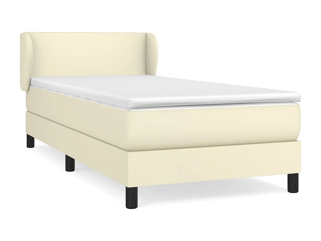 Sommier tapissier avec matelas Crème 100x200cm Similicuir