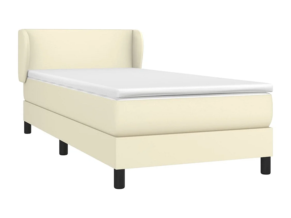 Sommier tapissier avec matelas Crème 100x200cm Similicuir