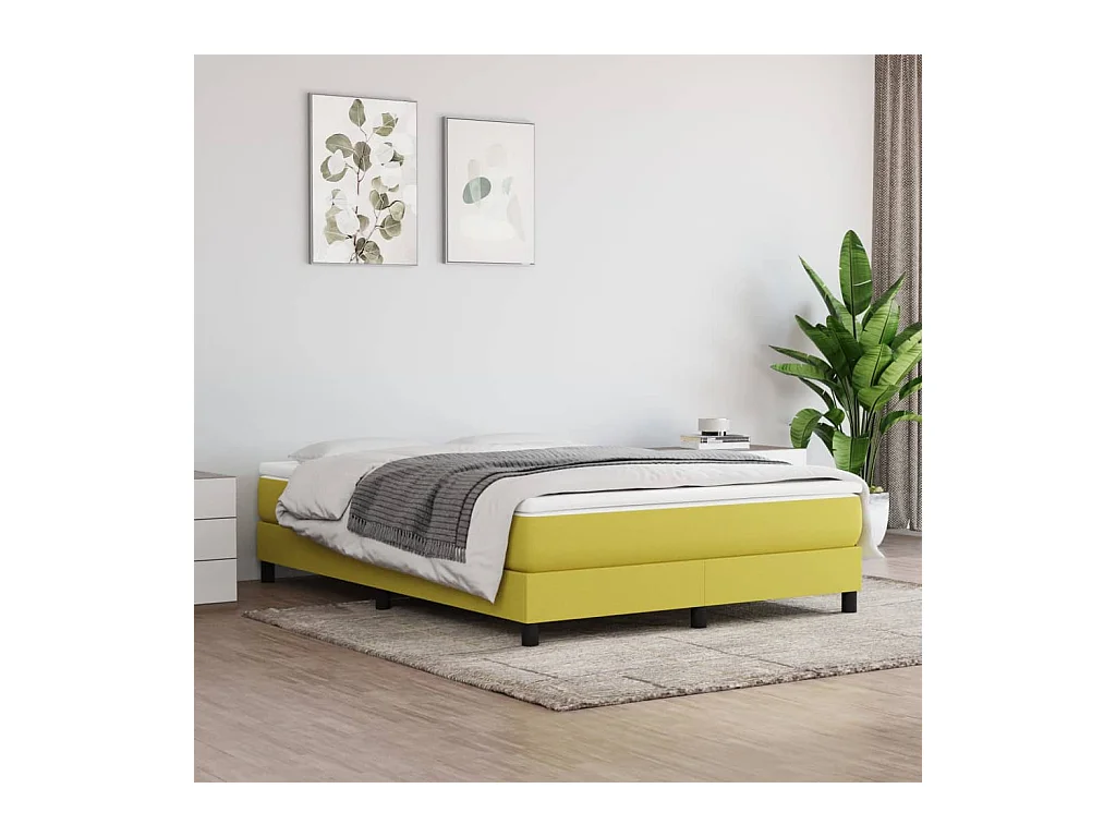 Sommier tapissier Vert 140x200 cm Tissu