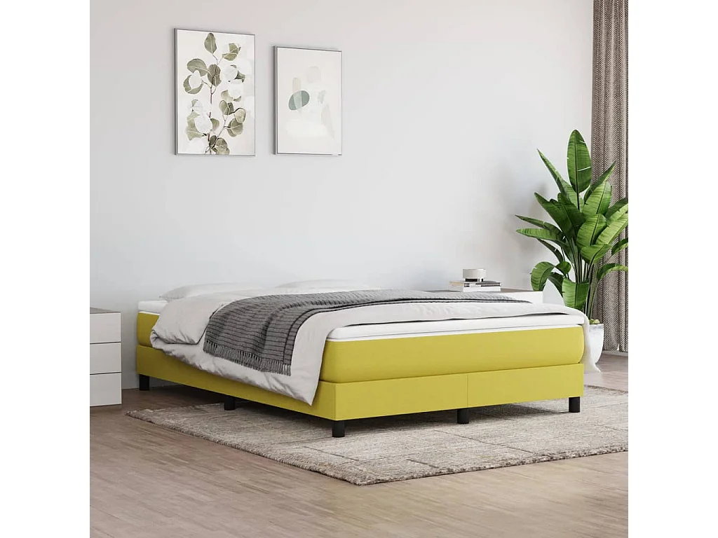 Estructura de cama box spring tela verde 140x200 cm