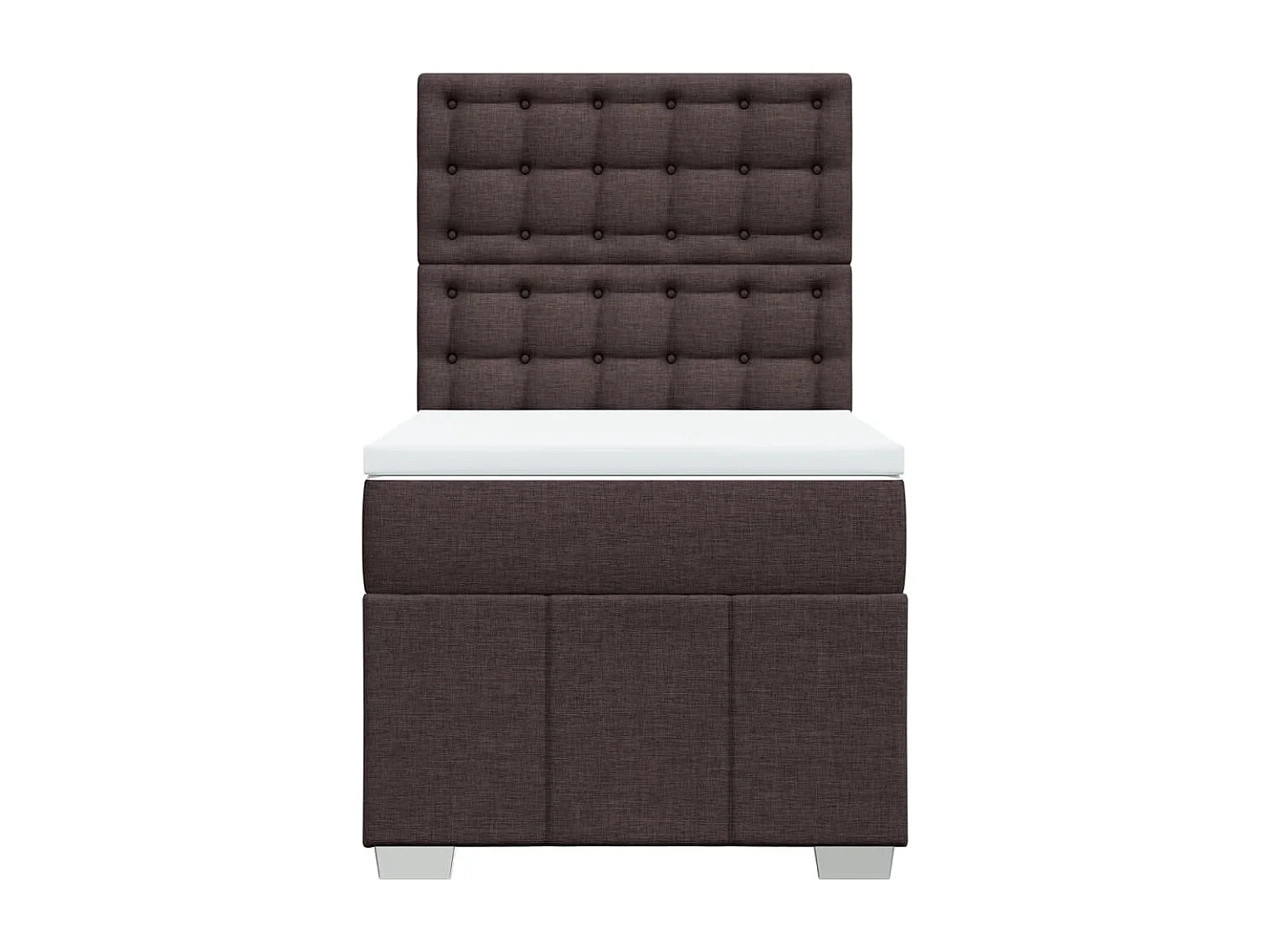 Cama box spring con colchón tela marrón oscuro 90x200 cm