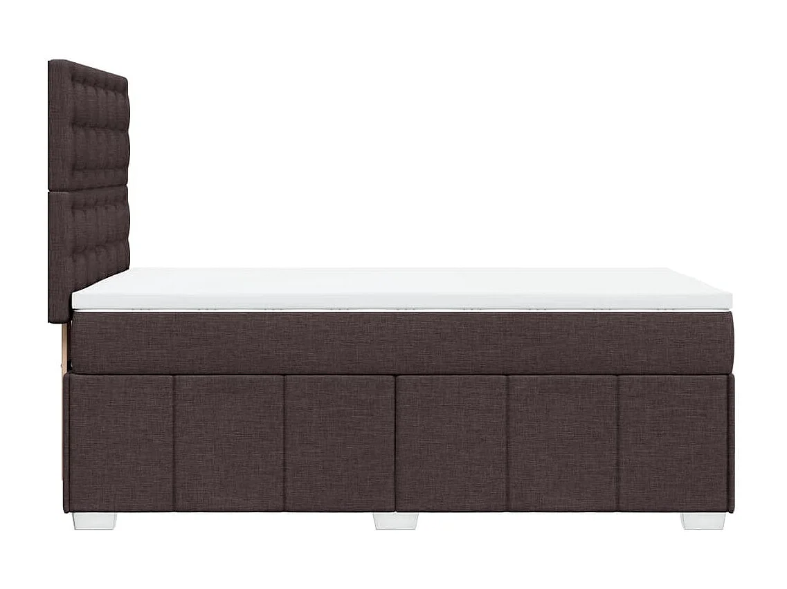 Cama box spring con colchón tela marrón oscuro 90x200 cm
