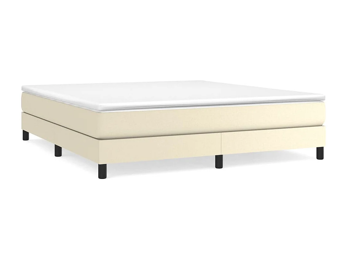 Cama box spring con colchón cuero sintético crema 160x200 cm