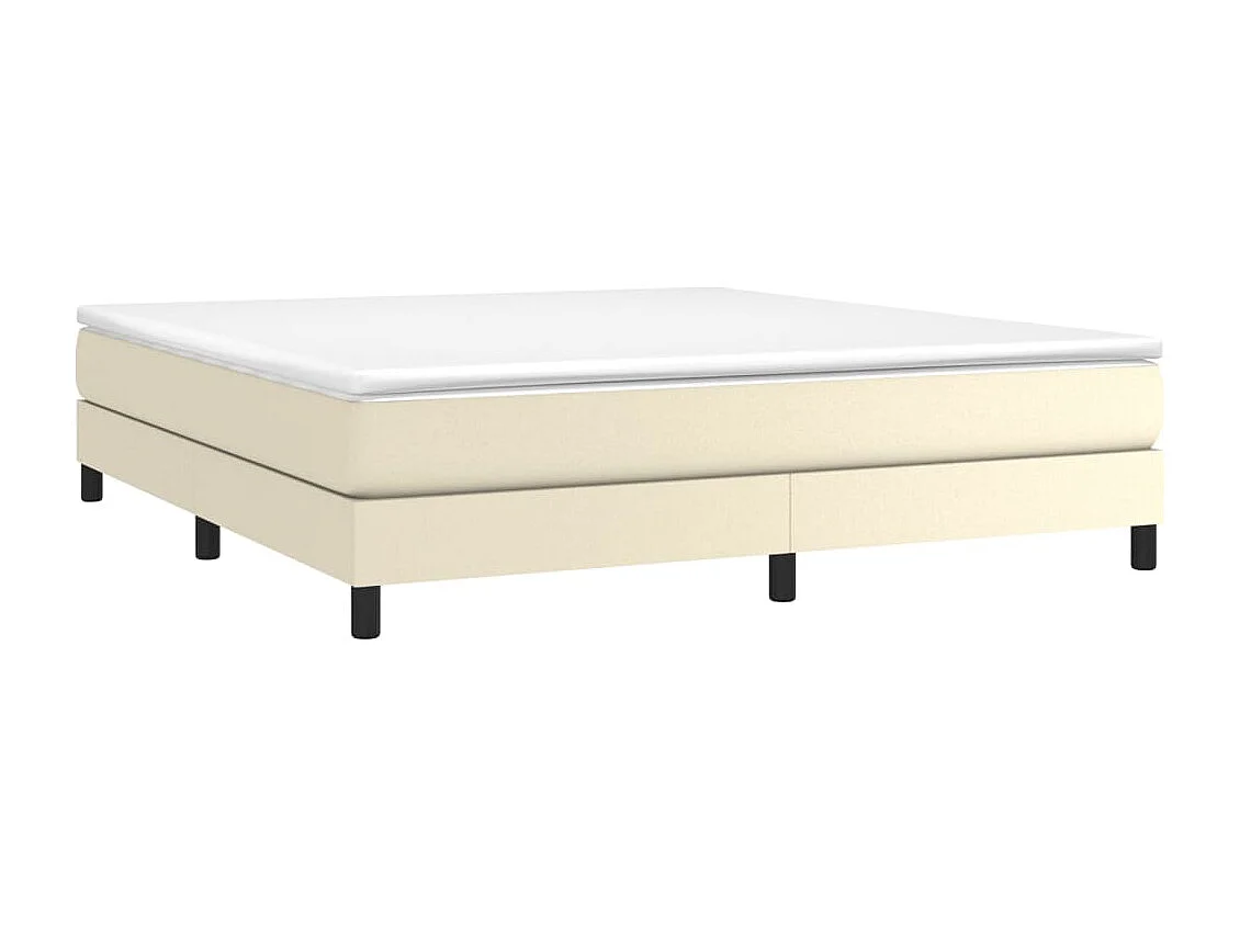 Cama box spring con colchón cuero sintético crema 160x200 cm