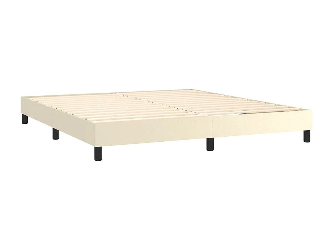Cama box spring con colchón cuero sintético crema 160x200 cm