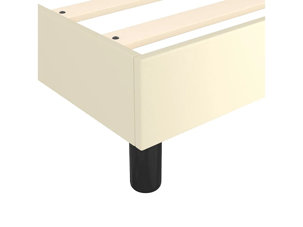Cama box spring con colchón cuero sintético crema 160x200 cm