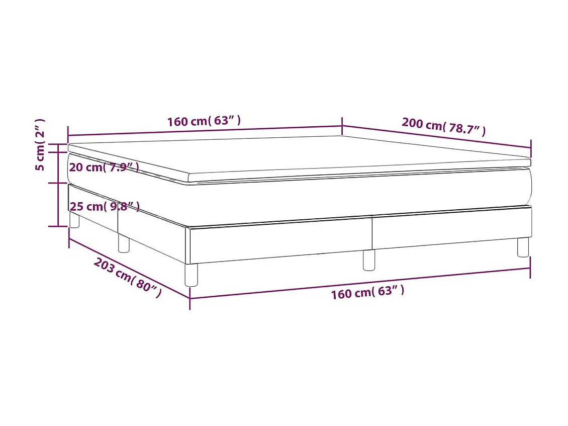 Cama box spring con colchón cuero sintético crema 160x200 cm