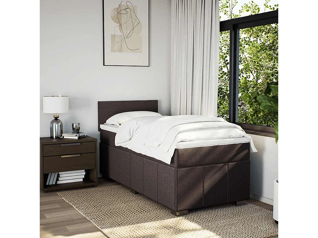 Sommier tapissier avec matelas Marron foncé 90x200 cm
