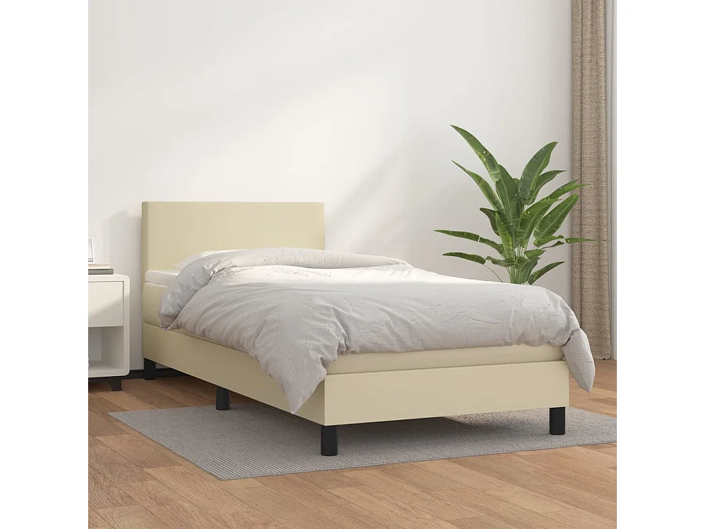 Boxspring met matras kunstleer crèmekleurig 100x200 cm