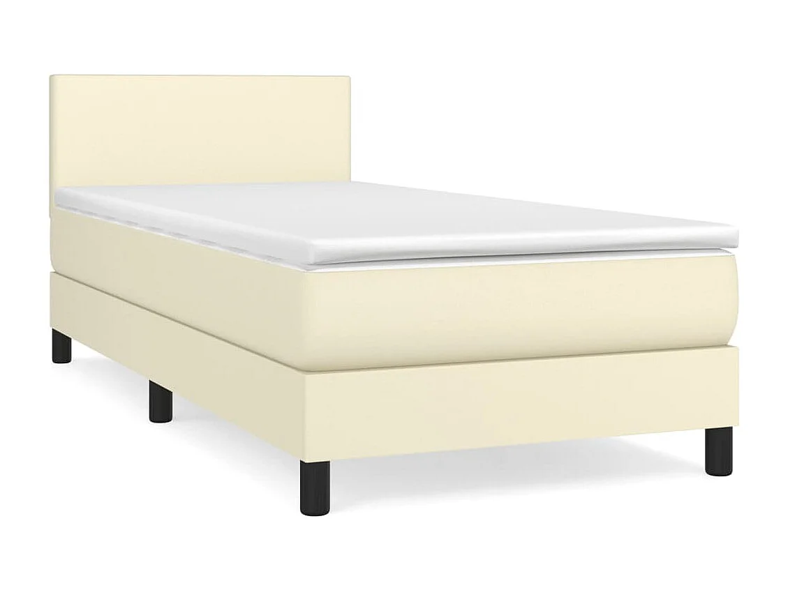 Boxspring met matras kunstleer crèmekleurig 100x200 cm