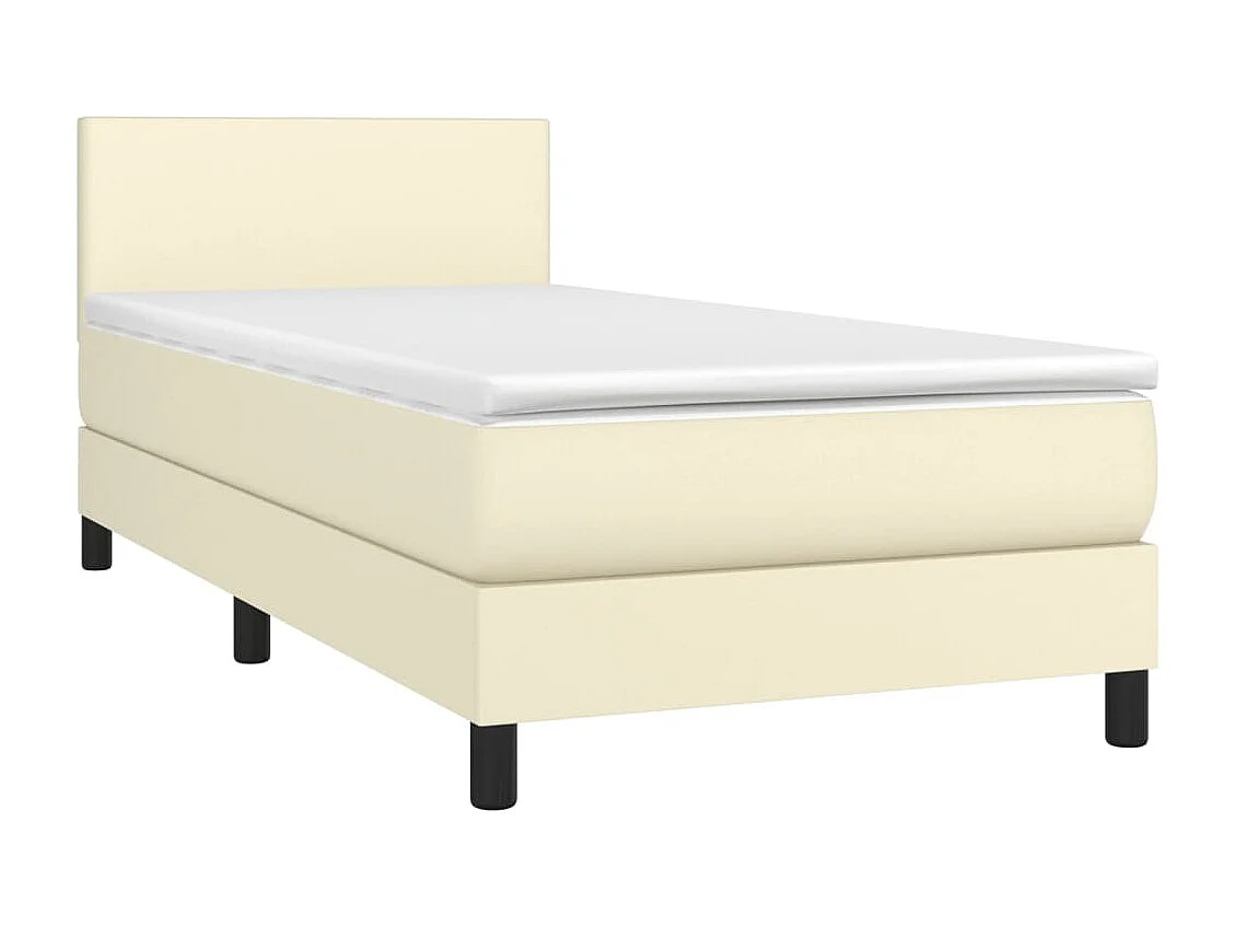 Boxspring met matras kunstleer crèmekleurig 100x200 cm