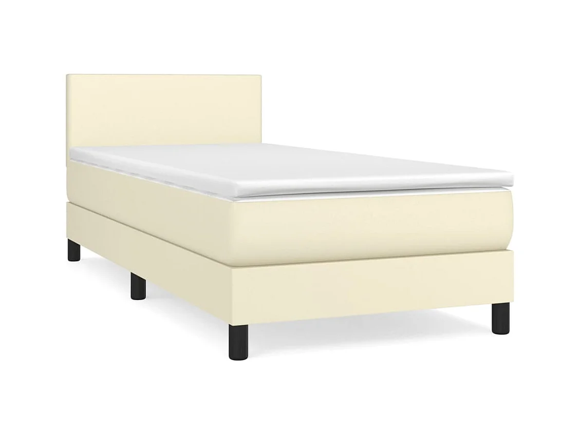 Sommier tapissier avec matelas Crème 100x200cm Similicuir