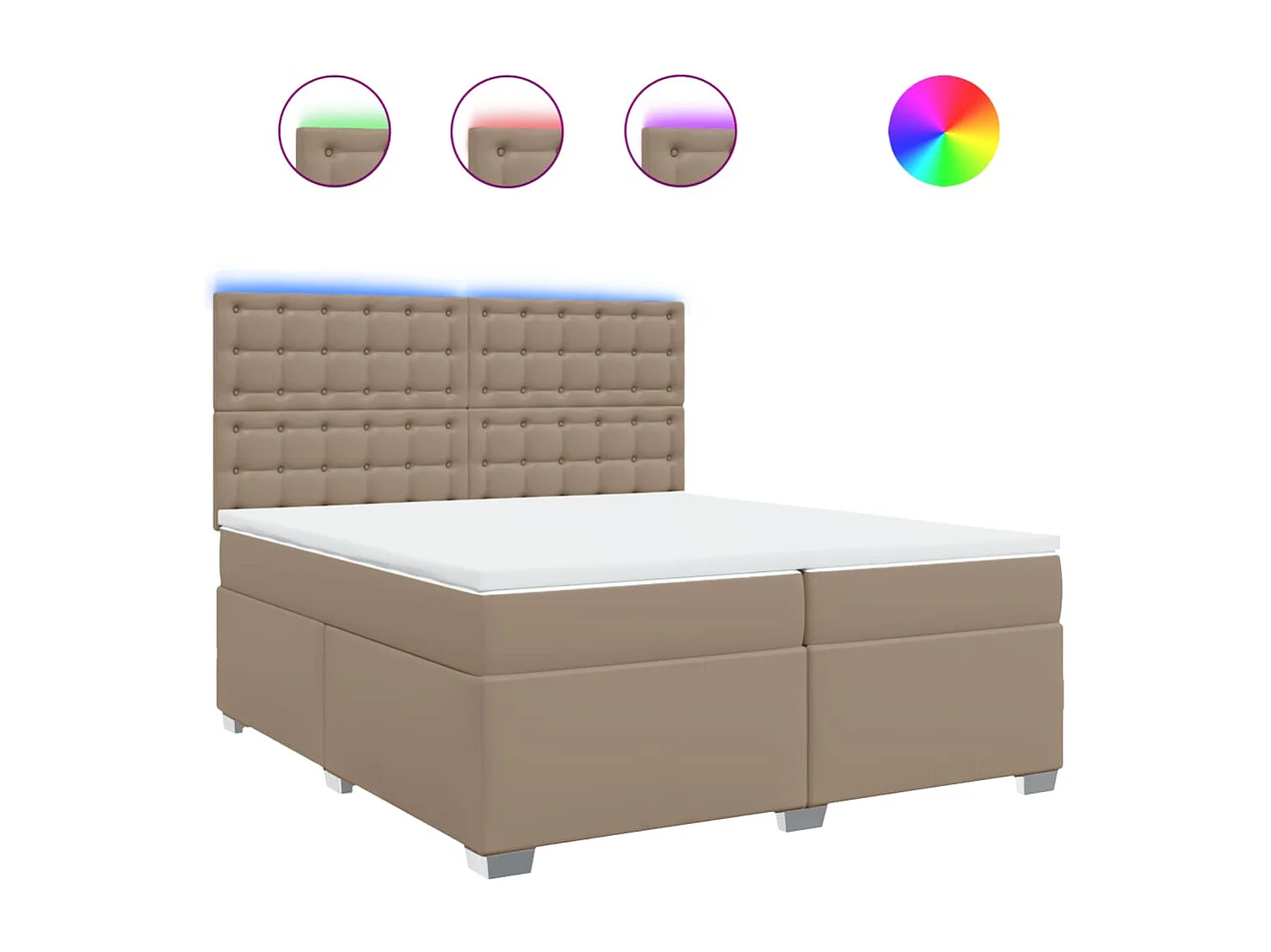 Cama com molasemcolchão 200x200 cm couro artificial cappuccino