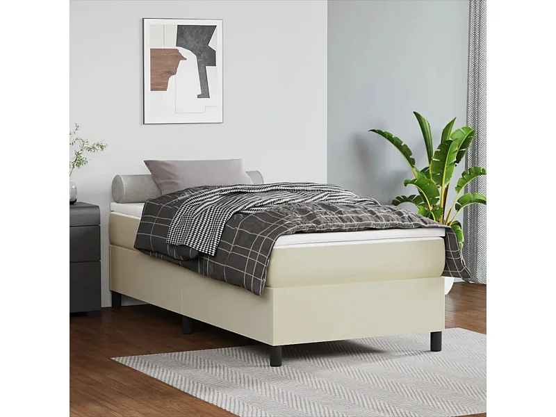 Bedframe kunstleer crèmekleurig 90x200 cm