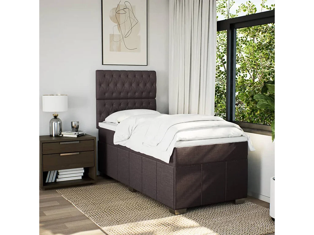 Sommier tapissier avec matelas Marron foncé 90x200 cm
