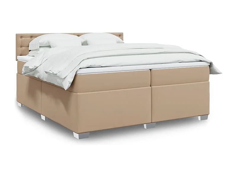 Cama box spring con colchón cuero sintético capuchino 200x200cm